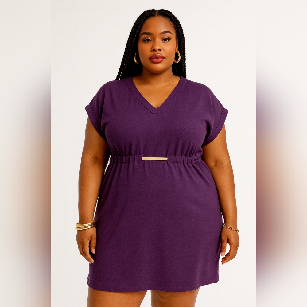 Purple V-Neck Dress